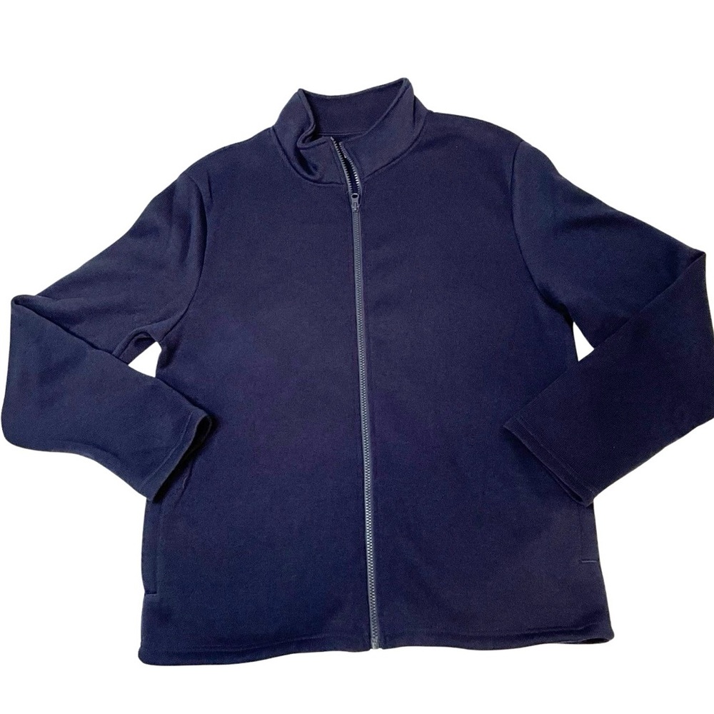 Eight Bells‎ Full Zip Up Long Sleeve Navy Blue Knit Sweater Men's Size M